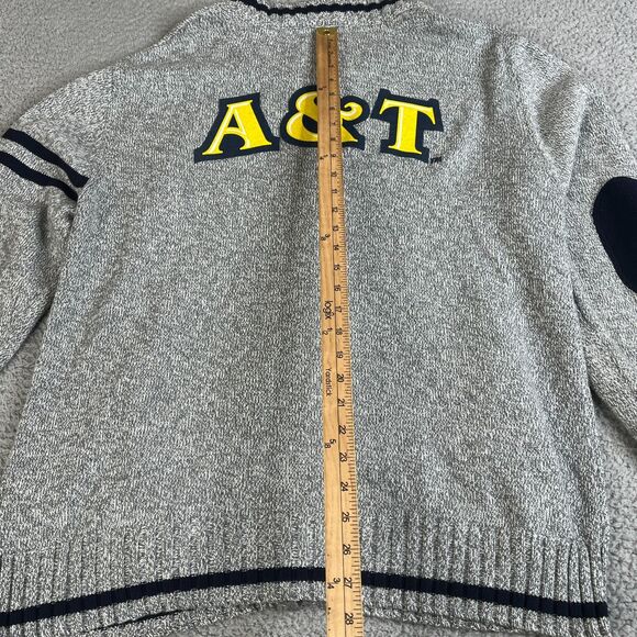 North Carolina AT&T Aggies Sweater Mens L Cardigan Full Zip Varsity Elbow Patch - Picture 9 of 12